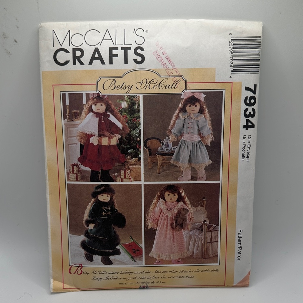 Vintage 1996 Betsy McCall Doll Clothing Pattern by